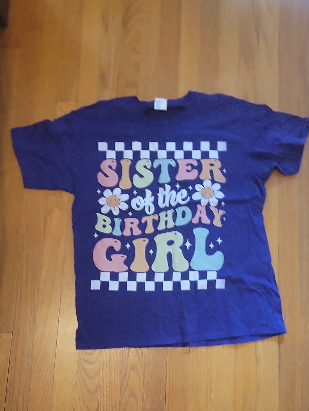 Sister of the Birthday Girl Purple Graphic Women's Tee L